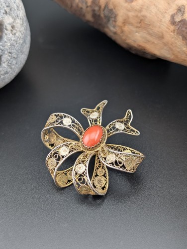 Blume brosche silber 800 - blume,