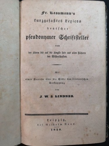 Rassmann s kurzgefaßtes - fr., rassmann's