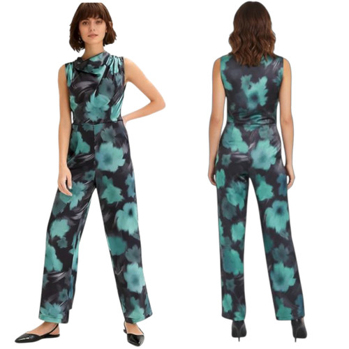 Damen satin jumpsuit floral - damen,