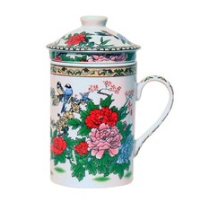 Keramik Teetasse mit Deckel +