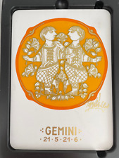 Rosenthal B. WIINBLAD Zwilling POSTKARTE 16x11,5cm Porzellan Vintage Horoskop