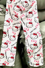 Hello Kitty Pyjama Hose Schlafanzug Pink Rosa Schwarz Weiß S M L  XL Neu Sanrio