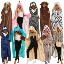 Frauen Oversize Hoodie Decke Fleece Pullover Cape Umhang Sweatshirt Kuscheldecke
