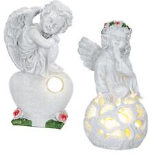 LED Engel Kunststein Grabengel