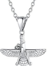 Faravahar Anhänger Halskette Edelstahl Zoroastrismus Amulett Iran Persisch