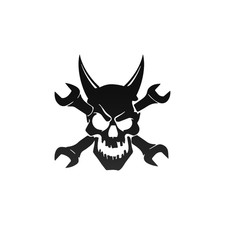 2x Totenkopf Aufkleber Teufel