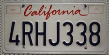 California Nummernschild USA Kennzeichen Kalifornien US License Plate Schild RHJ