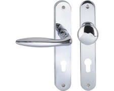 Langschildgarnitur Alison chrom/poliert PZ mit Knopf + Drücker für Wohnungseinga