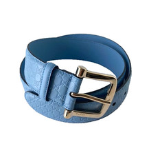 GUCCI GÜRTEL Ledergürtel UNISEX 281548 Gr. 90 grau gold