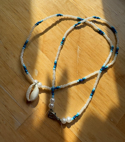 Blau weiß perlenkette mit - perlenkette,