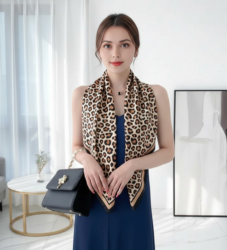 Seidentuch braun leopard - seidentuch,