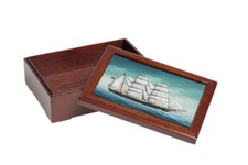 Vintage Holz Kartenbox mit