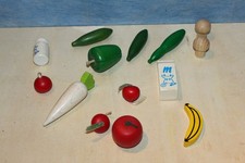 13 teiliges Holz Obst Gemüse Zubehör für Spielküche !