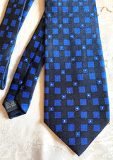 NEU Hochwertige Krawatte MILANO Blau Schwarz gemustert reine Seide