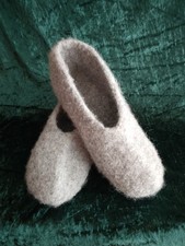 Filzpuschen  Filzschuhe Hausschuhe,  Gr. 38/39 Grau  Handarbeit, Strickfilz