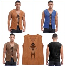 Herren Renaissance Steampunk Lace up Weste Piraten Victorian Weste Jacke Kostüme