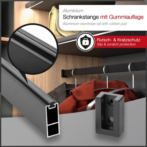 Schrankstange mit gummiauflage - schrankstange,