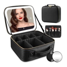 Kosmetiktasche mit Spiegel, Schminktasche, Kosmetikkoffer mit Spiegel LED Licht