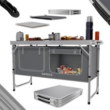 24MOVE® Campingküche Küche Campingschrank Alu Outdoor Camping faltbar Koch grau