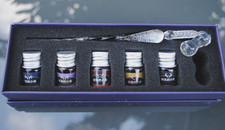 Glasfeder, Halter + Tinte +