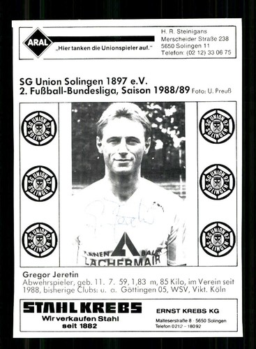 Gregor jeretin autogrammkarte - gregor,