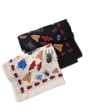 Desigual Damen Schal Insekten Druck Weiß Schwarz Onesize