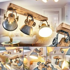 Flur Dielen Strahler Vintage Decken Leuchten Wohn Schlaf Zimmer Lampen grau/Holz