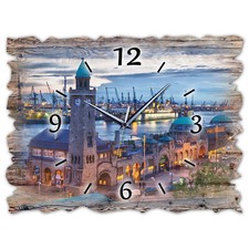 BM Holz Wanduhr leise lautlos Funkwanduhr gross XXL Shabby Vintage 10065-H1-funk