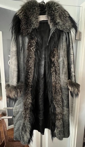 Leder pelzmantel bernhard - leder,