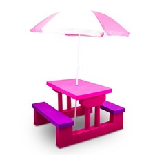 Kindersitzgruppe Kindermöbel Kindersitzbank mit Sonnenschirm Pink B-Ware