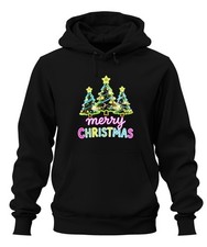merry CHRISTMAS Neon Weihnachtsbäume Leuchtschrift Retro Geschenk Unisex Hoodie 