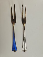 David Andersen 2 kleine Gabeln aus Sterling Silber mit Email gebraucht