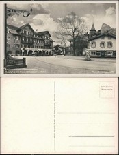 Oberammergau Hauptplatz mit Hotel Wittelsbach u. Kofel - Littfasssäule 1931