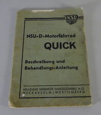 Betriebsanleitung / Handbuch NSU D Motorfahrrad Quick Stand 10/1936