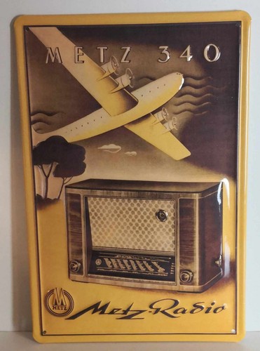 Metz 340 radio blechschild - metz,