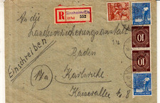Zone Brief Einschreiben Sinsheim / Els 10.04.1948