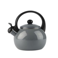 Teekessel Emaille 2,2L | Wasserkessel Induktion & Gas | Retro Kessel Grau