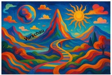 Abstraktes Wandbild Traumfahrt ins Licht – Chromatic Journey – A2–A4 Dig. Downl.