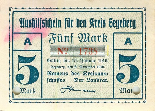 Segeberg kreis mark - segeberg, 1918
