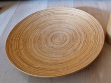 IKEA HULTET Deko Obstschale Bambus 30 cm flach Schale rund Teller Holz