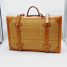 Vintage Riesiger Koffer Bast Leder 1950-60s Retro Koffer Nostalgie Oldtimer 