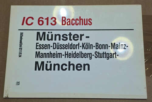 Zuglaufschild 613 bacchus - zuglaufschild,