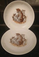 Kindergeschirr Kahla 2 Teller Suppenteller Speiseteller mit Katzenmotiv