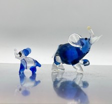 Vintage Glas Elefanten blau -