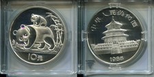 CHINA 1985 - 10 Yuan in Silber, PL - PANDA - Original!