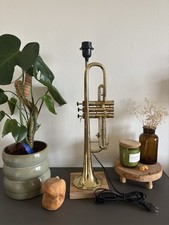 Trompetenlampe Vintage Retro Einzelstück Geschenk Tischleuchte E27