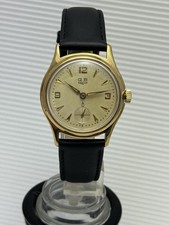 GUB GLASHÜTTE Q1 CAL 60.2 HANDAUFZUG HERRENARMBANDUHR VERGOLDET 1965 + ROTER BOX