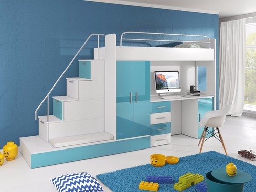 Hochbett tomi mit schrank - hochbett,