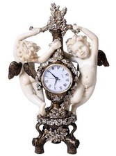 Engel Kaminuhr Schloss Nymphenburg Barock Tischuhr handbemalt Quarz-Uhrwerk 40cm