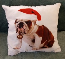 Dekokissen ?Kissen? Bulldogge Nikolausmütze Weihnachten ?